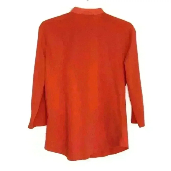 Lauren Ralph Lauren top M tuxedo bib front 3/4 sleeve orange - Picture 2 of 7